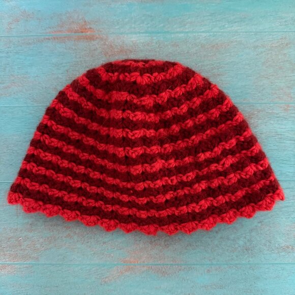 Tara Hand-Knit Wool Beanie With Crochet Floral Accent 100% Wool Made in Nepal - Picture 7 of 7